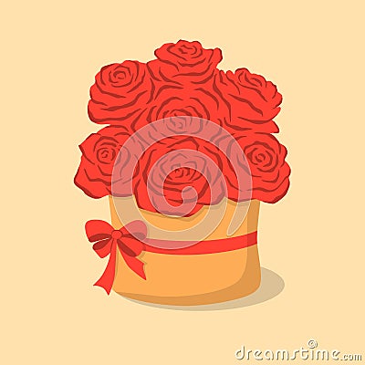 Red roses in the box Vector Illustration